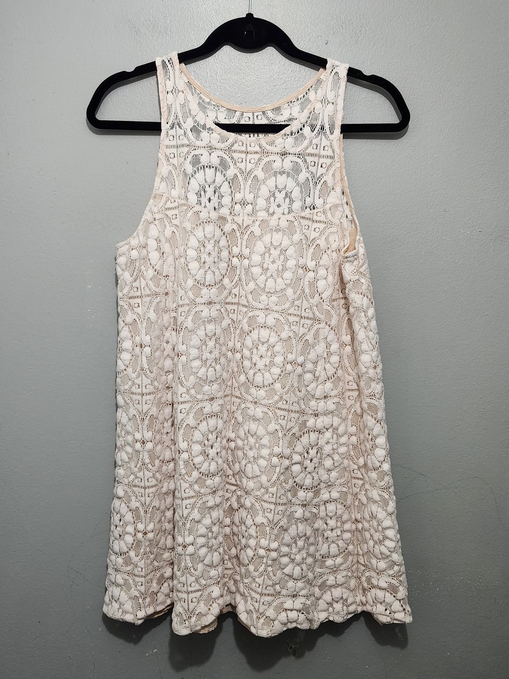 Free People Lace Mini Dress in Blush Cream Size S